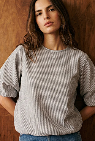 Seersucker Volume Blouse in Stripes