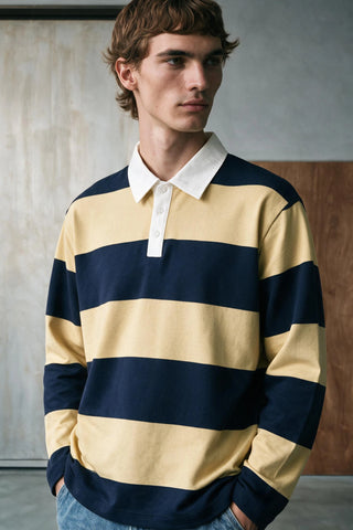 Striped Polo Shirt with Contrast Detail RUGBYPOLO ATTIR-UNISEX