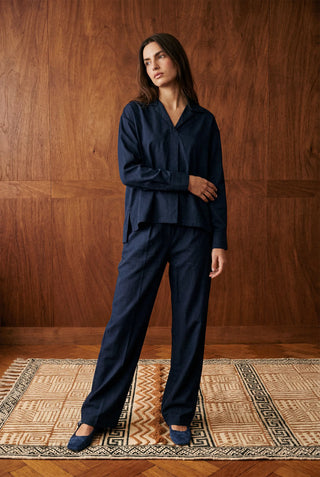 Pleated Co-ord Set in Dark Navy