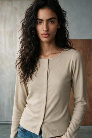 Ribbed Button Up Top TOP ATTIR-WOMEN
