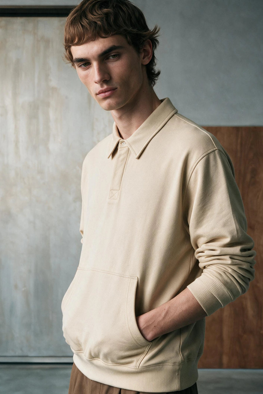 Pocket-detail Polo Shirt /  BEIGE