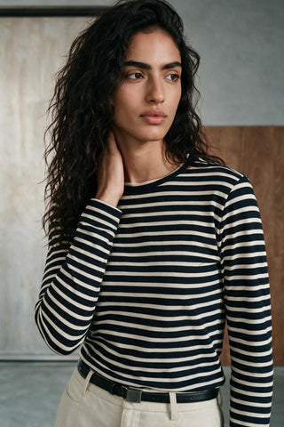 Striped Long Sleeves Top TEE ATTIR-WOMEN