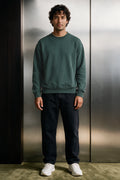 Neck Detail Fleece Sweatshirt / GREEN SWEATSHIRT ATTIR-UNISEX