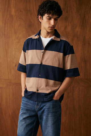 Oversized Striped Shirt in Navy