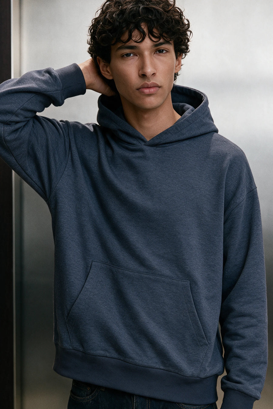 Structured Oversized Hoodie / MELANGE NAVY