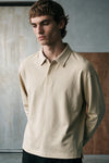 Contrast Collar Polo Shirt / BEIGE POLO ATTIR-MEN