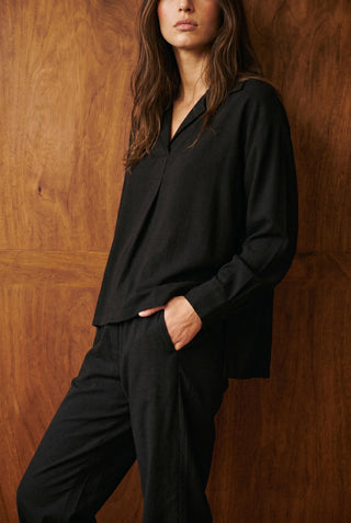 Pleated Co-ord Set in Ink Black