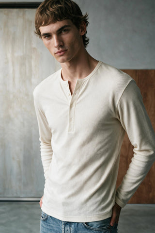 Rib-Knit Henley T-shirt HENLEY ATTIR-MEN