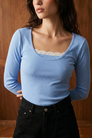 Lace-detail Top in Deep Sky