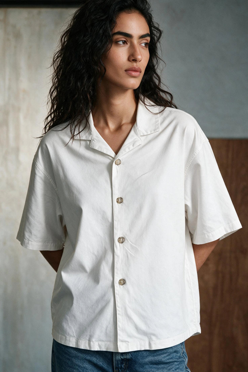 Boxy Fit Twill Shirt / PERLA GREY SHIRT ATTIR-UNISEX