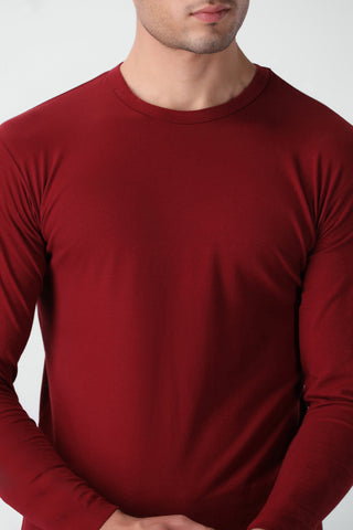 Perfect Fit Long Sleeves T-shirt in Maroon
