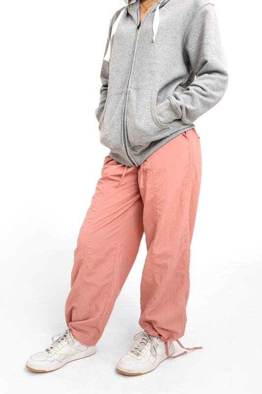 Nylon Parachute Trouser in Dusty Pink