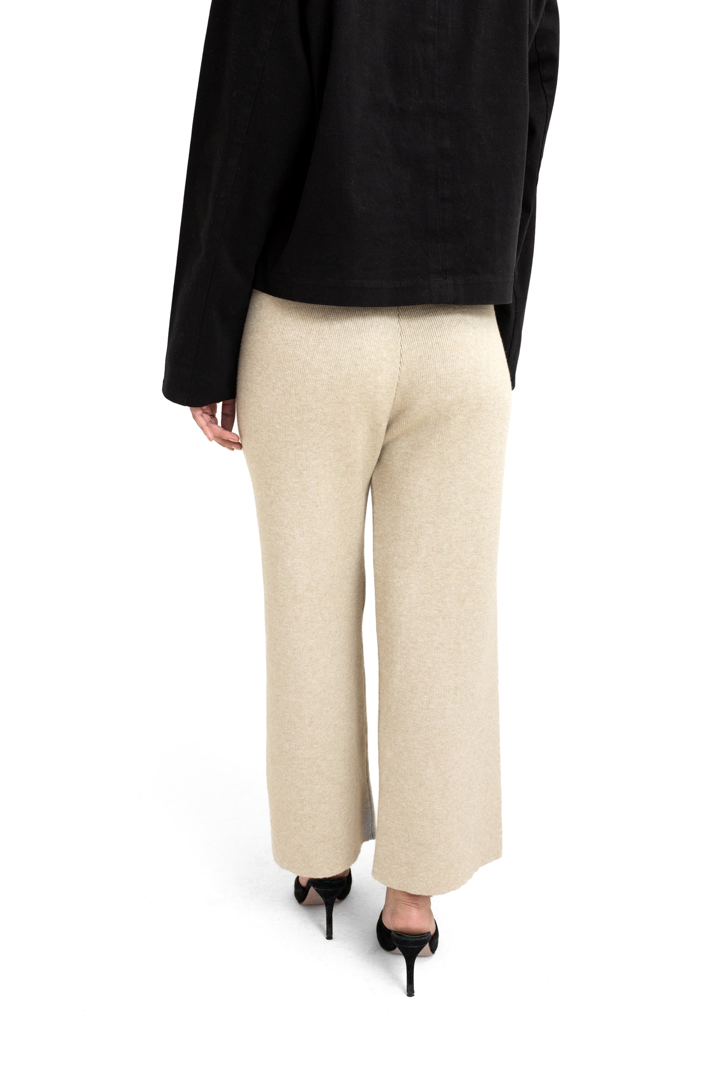 Knitted Wide-Leg Trouser in Skin