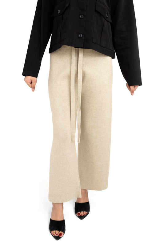 Knitted Wide-Leg Trouser in Skin