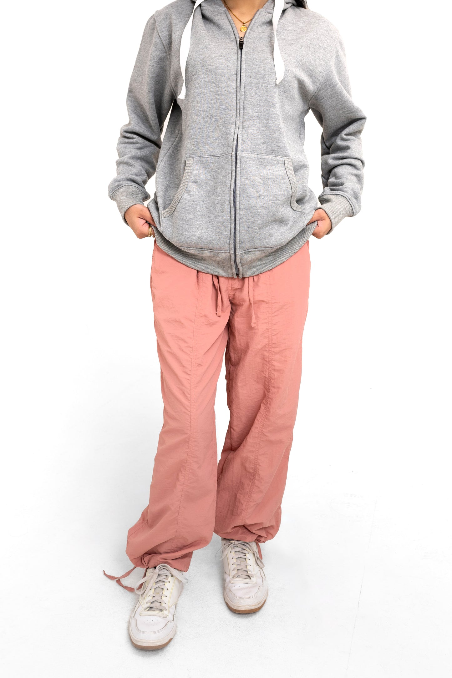 Nylon Parachute Trouser in Dusty Pink