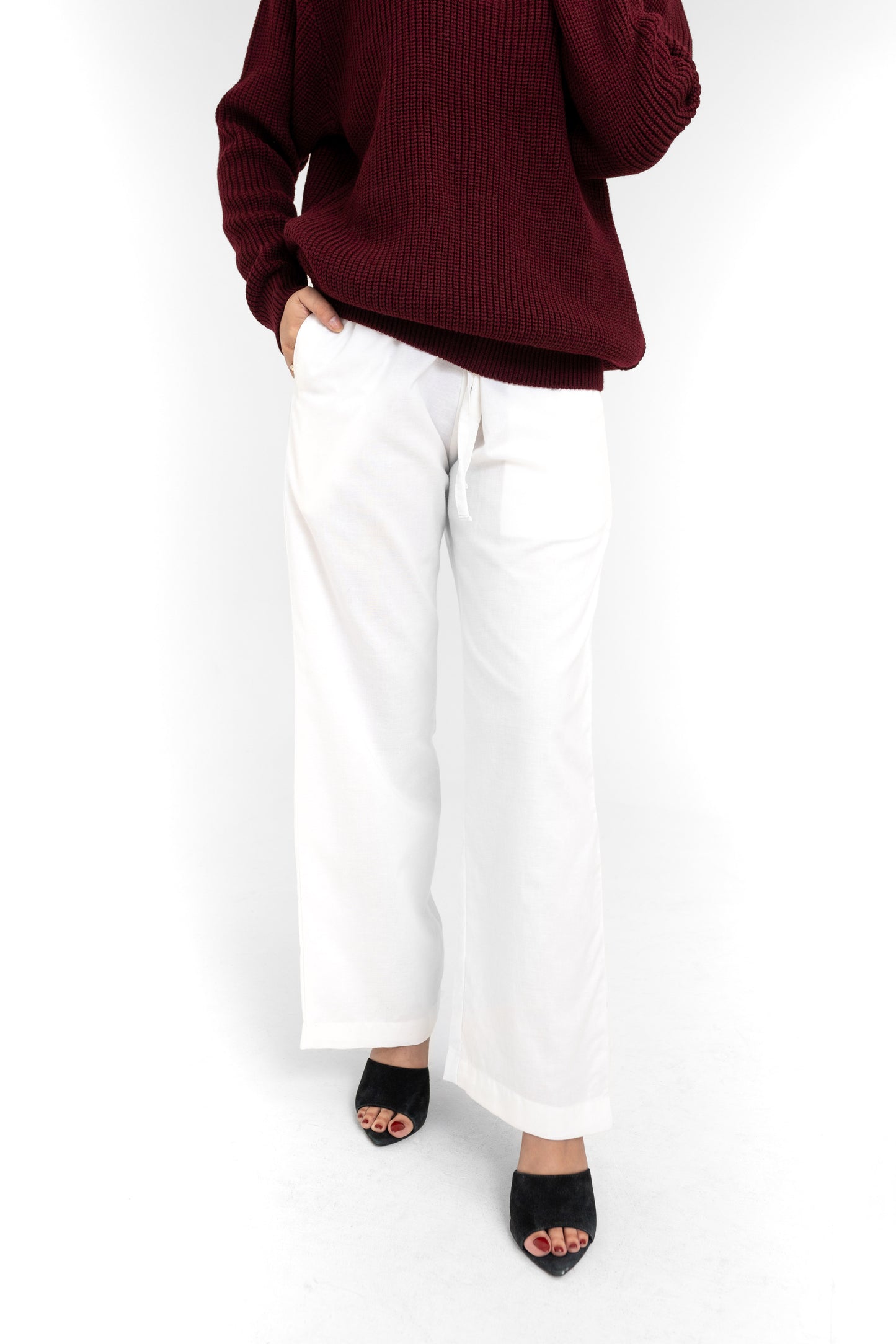 Wide-leg Trousers in White