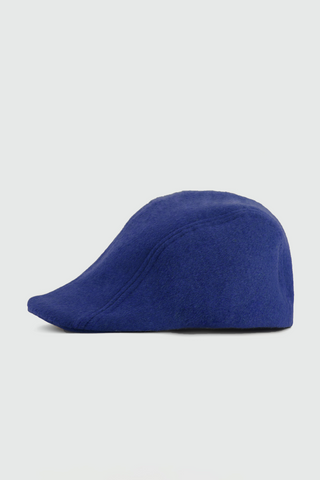 Fuzzy Wool Flat Cap in Navy