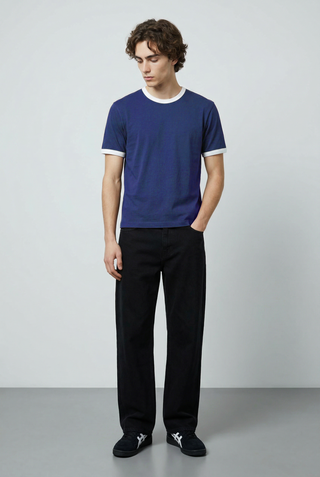 Contrast Trims T-shirt in Navy