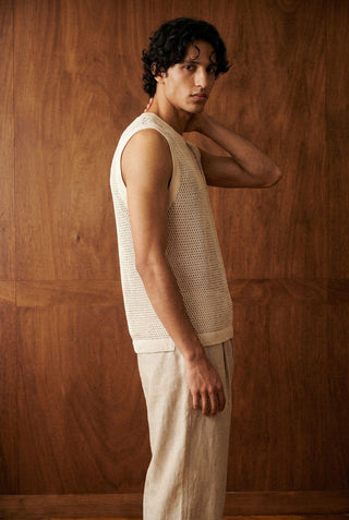 Crochet Tank Top in Cream
