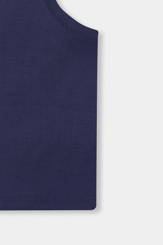Rib-Knit Tank Top in Navy
