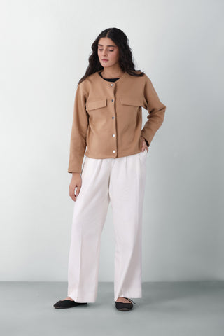 Sweatshirt Cardigan in Dark Nude