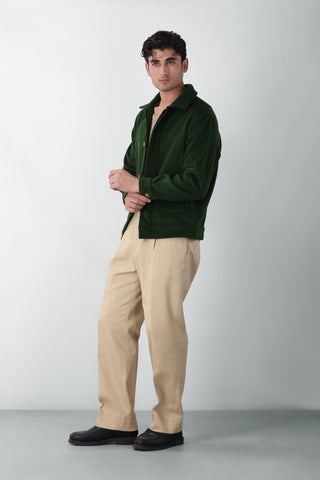 Wool Jacket with Welt Pockets in Majesty Green