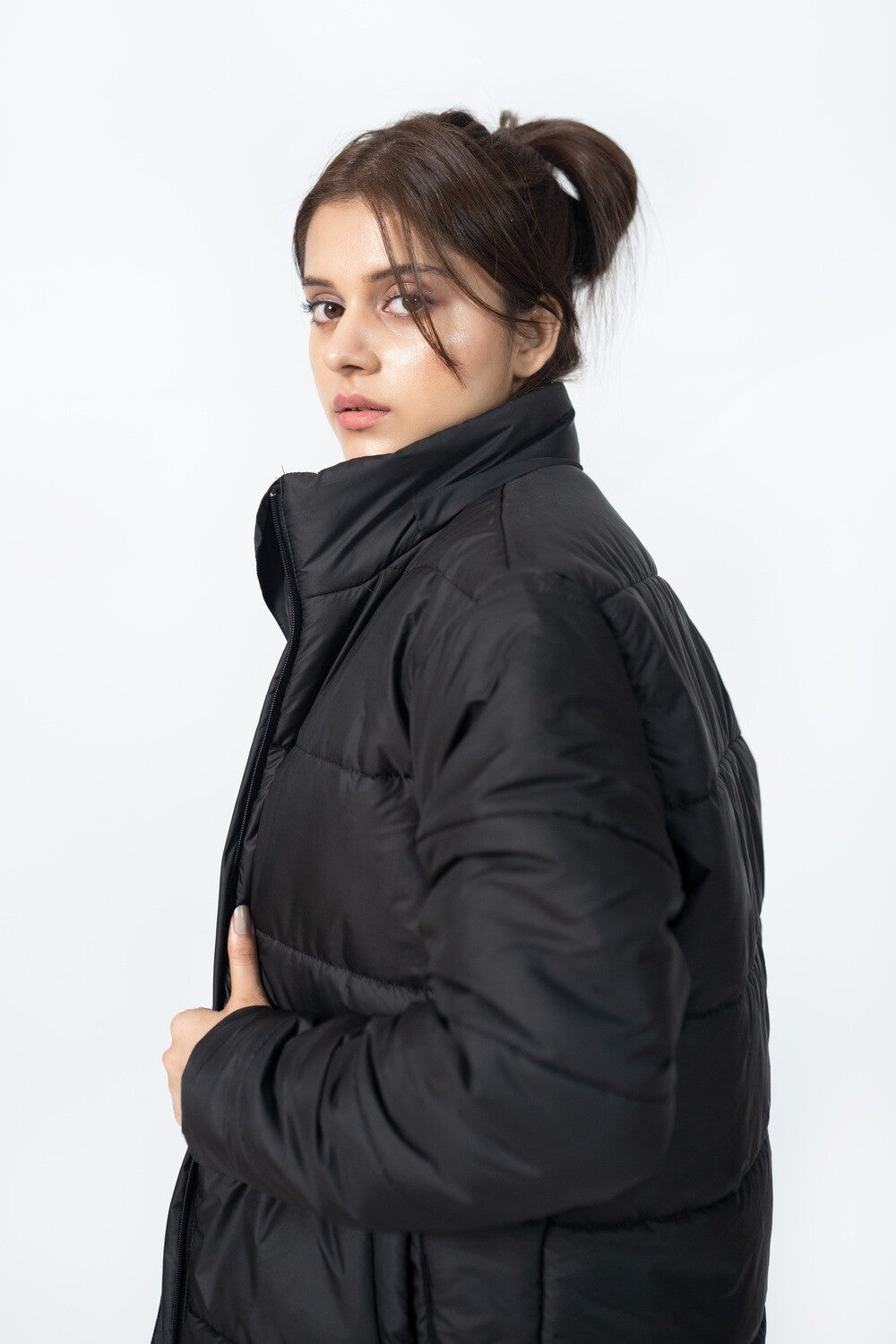 Long Puffer Coat in Black