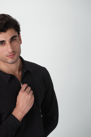 Polo Q-zip Sweatshirt in Black