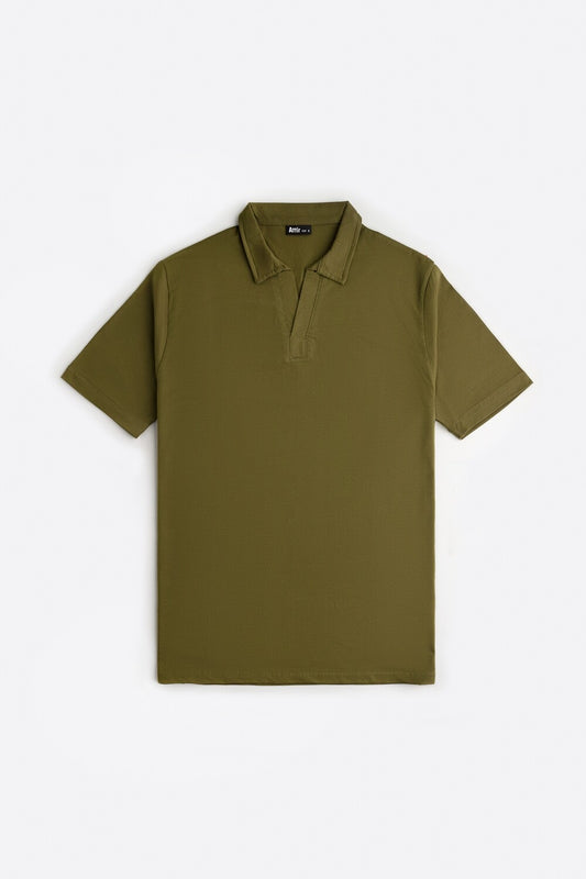 Polo Shirt In Olive Jersey