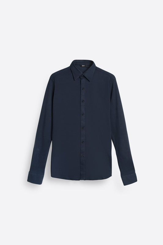 Waffle Textured Shirt in Midnight Blue