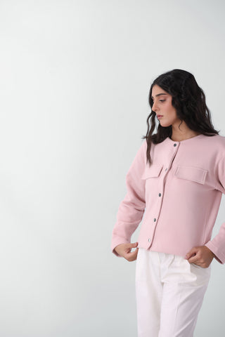 Sweatshirt Cardigan in Pastel Pink