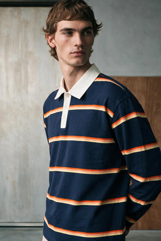 Striped Polo Shirt with Contrast Detail RUGBYPOLO ATTIR-UNISEX
