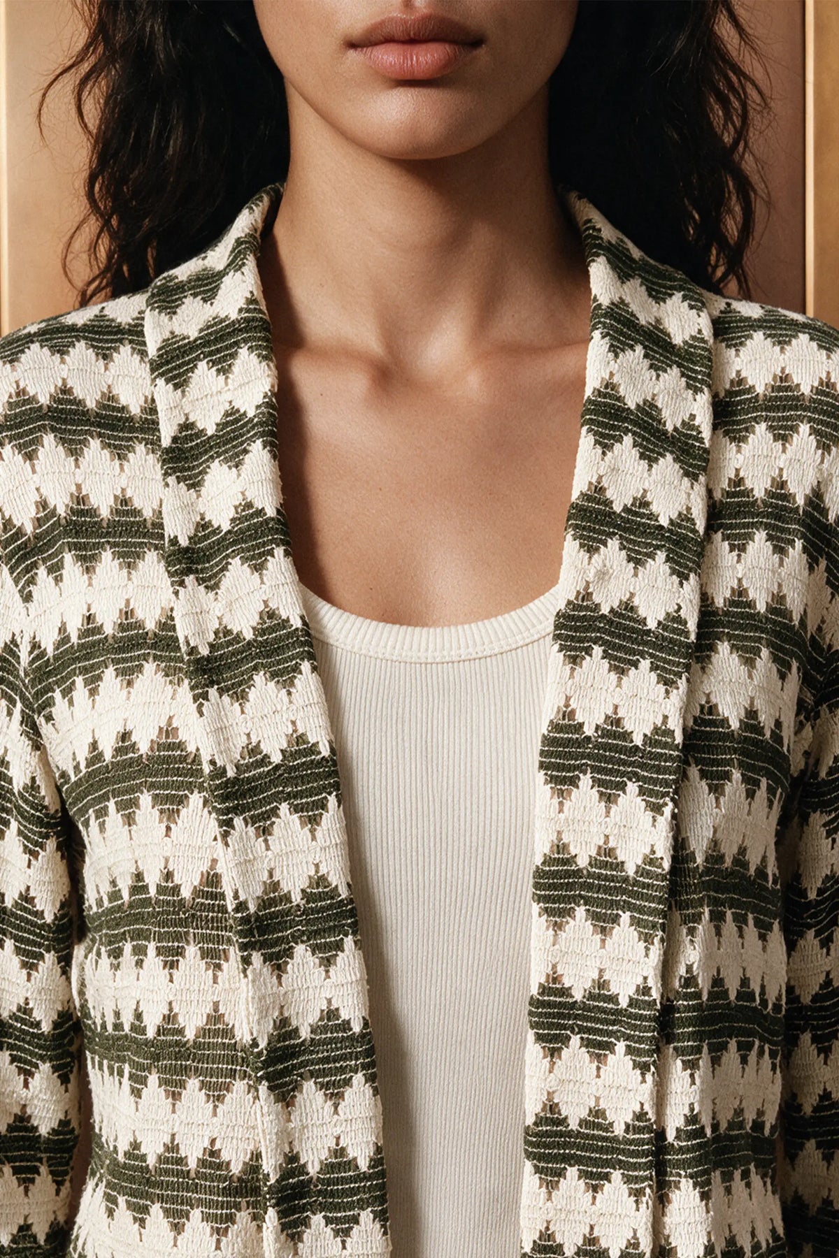 Crochet Lapel Collar Jacket / OLIVE JACKET ATTIR-WOMEN