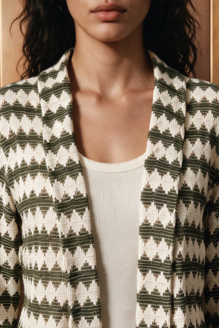 Crochet Lapel Collar Jacket / OLIVE JACKET ATTIR-WOMEN