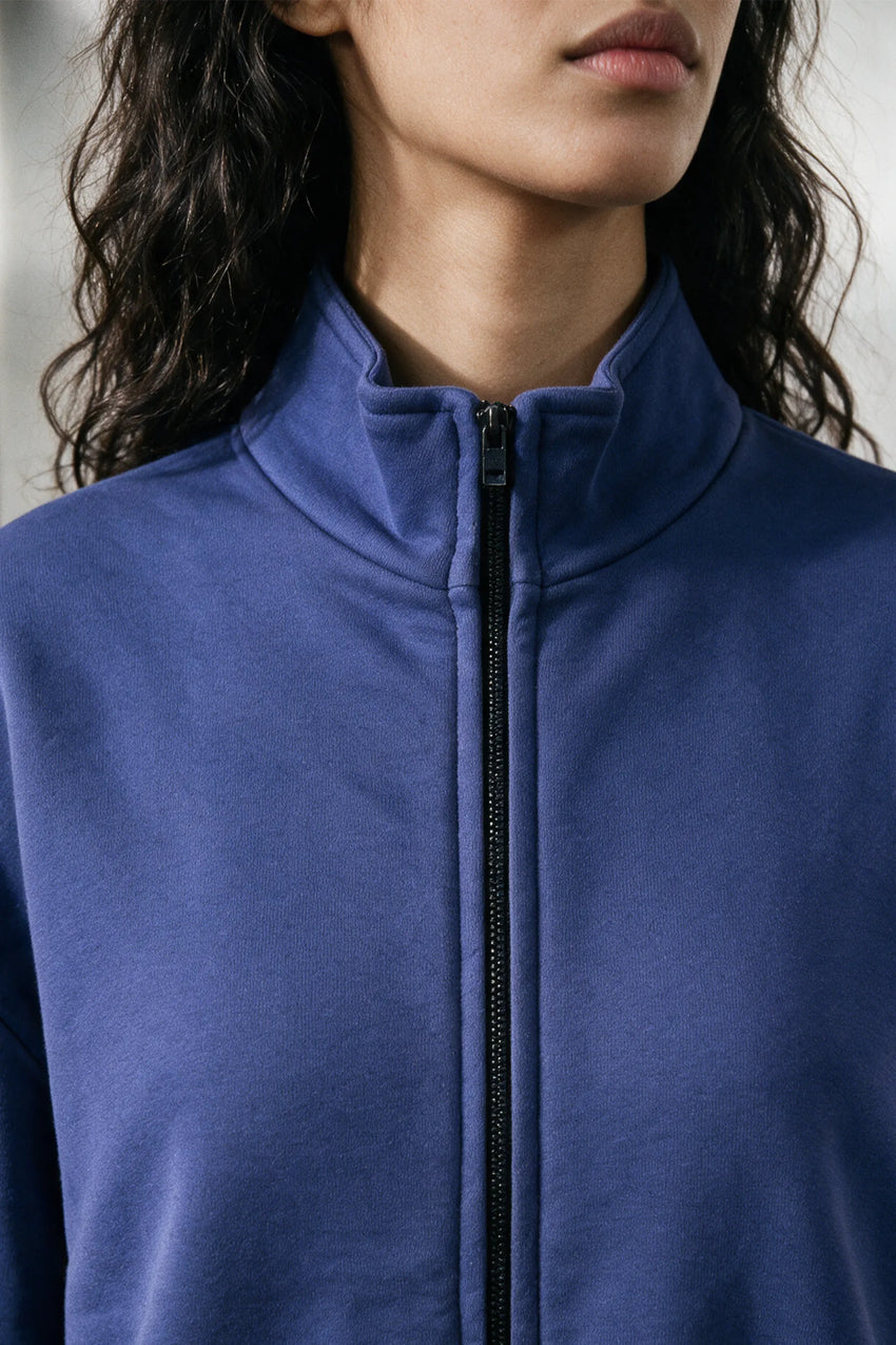 Elasticated Mock Neck Zipper / BLUE JACKET ATTIR-WOMEN