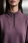 Q-Zip Mock Neck Jumper / PLUM SWEATSHIRT ATTIR-WOMEN