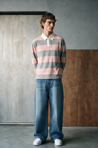 Striped Polo Shirt with Contrast Detail RUGBYPOLO ATTIR-UNISEX