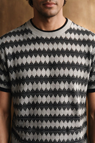 Crochet Knit Ringer Tee / GREY TEE ATTIR-MEN