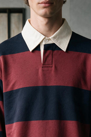 Striped Knit Polo Shirt with Contrast Collar RUGBYPOLO ATTIR-MEN