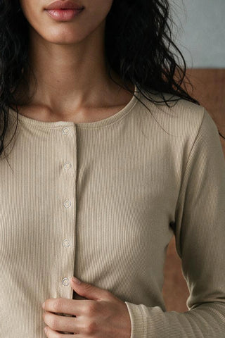 Ribbed Button Up Top TOP ATTIR-WOMEN