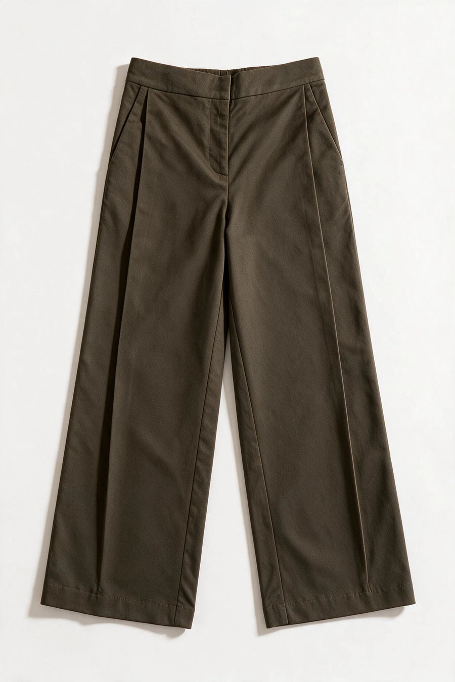 Reverse Pleated Twill Pants /  DARK OLIVE