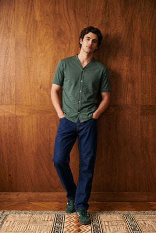 Interlock Baseball Shirt in Dark Green