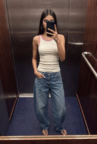 Contrast Tank Top in Skin