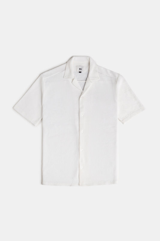 Waffle Textured Shirt in Salt White