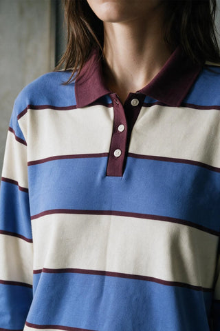 Contrast Collar Striped Polo Shirt RUGBYPOLO ATTIR-WOMEN