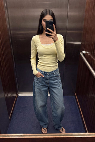 Lace-detail Top in Lemon Yellow