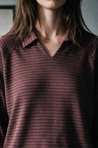Long Sleeves Striped Polo Top POLO ATTIR-WOMEN