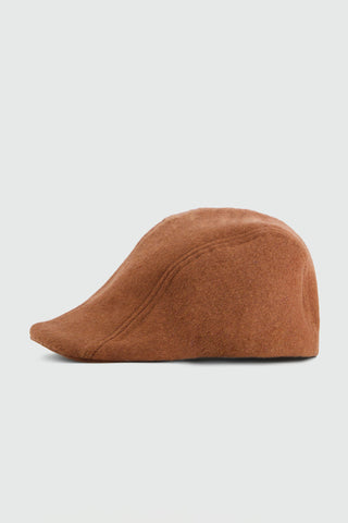 Fuzzy Wool Flat Cap in Wood