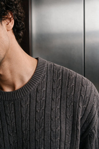 Classic Cable Knit Pullover / GREEN SWEATER ATTIR-MEN