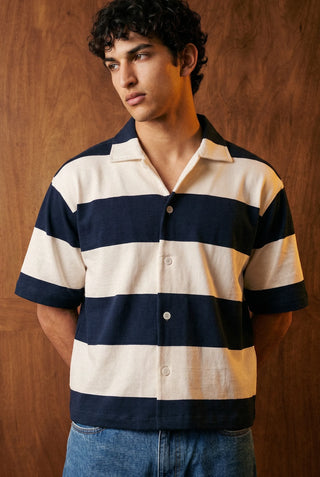 Oversized Striped Shirt in Blue